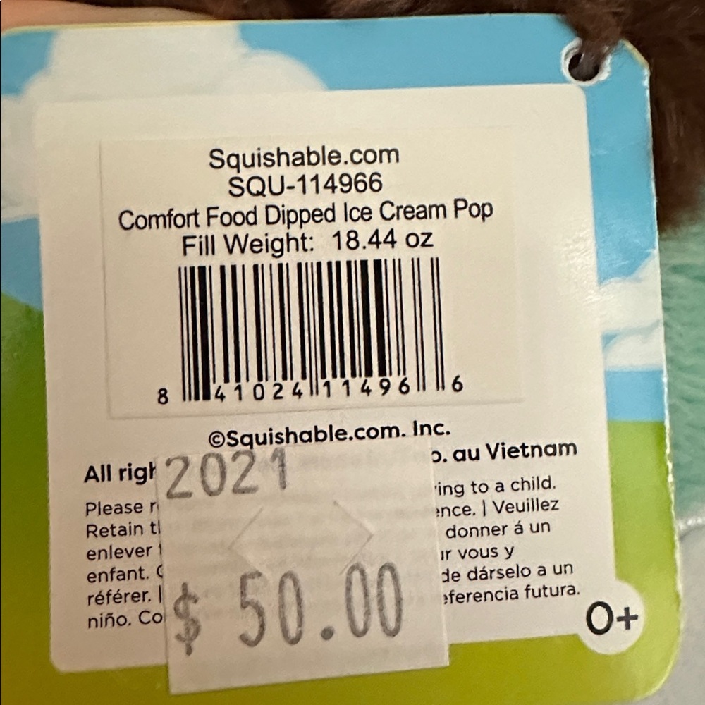 Squishable Mint Chocolate Chip Ice Cream Bar 
Large 22” New - Picture 4 of 4